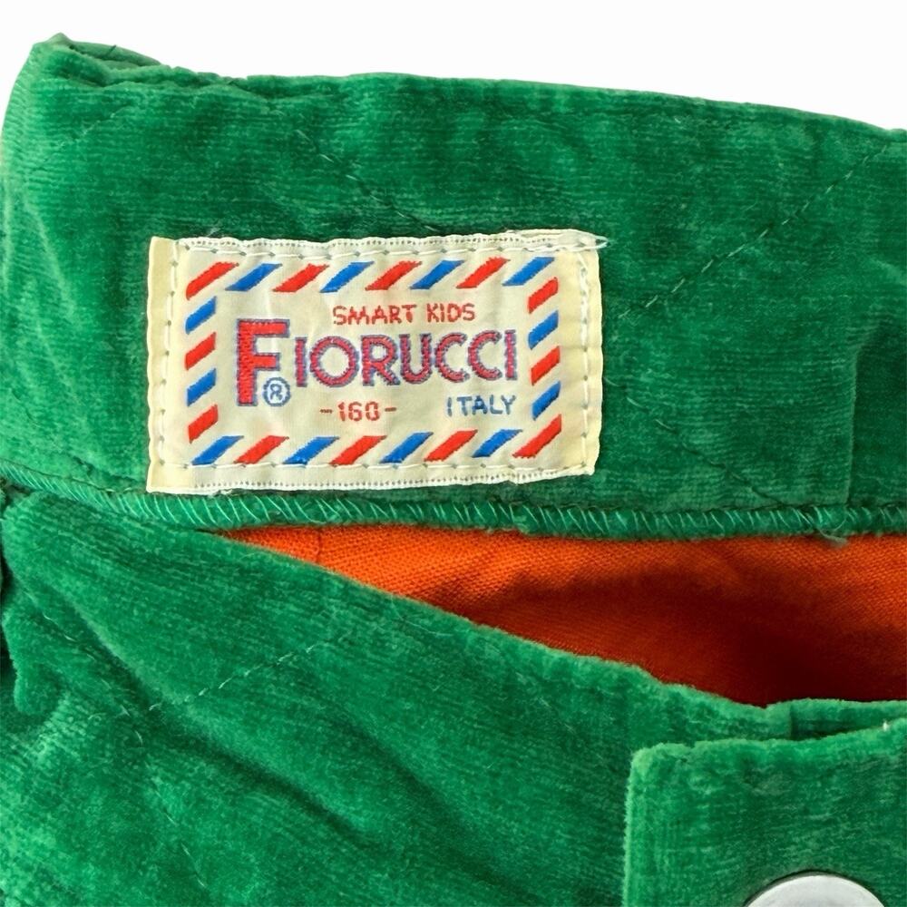Vintage Fiorucci Smart Kids Green Quilted Velvet Shorts Kids 23”